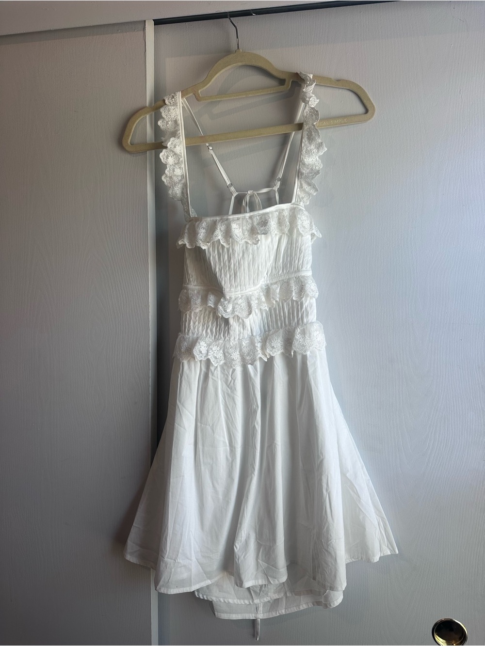 Blue Blush White Lace Backless Sundress never worn